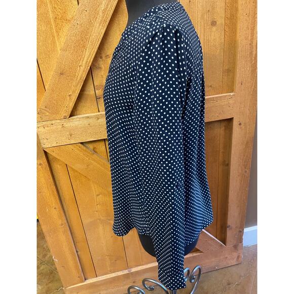 Women's Small Top Dazz Navy Polka Dot Blouse EUC - Picture 4 of 7